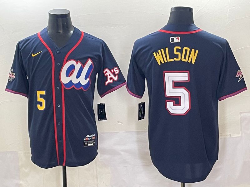 Men 2025 Oakland Athletics #5 Wilson Drak Blue All star Nike MLB Jersey style 4
